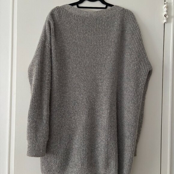 Free People Oversized Long Cardigan – Soft Gray Knit, Size Medium - Picture 5 of 8